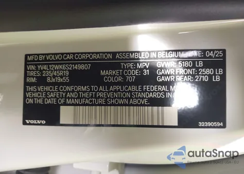 2025 Volvo V60 Cross Country B5 Plus from USA, damaged, VIN YV4L12WK6S2149807